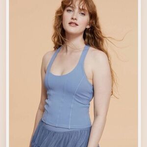 POPFLEX Light Blue Scoop-Neck Sports Bra Tank